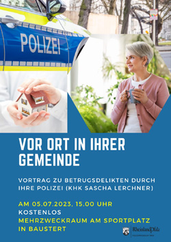 Ihre Polizei vor Ort - Vortrag und Beratung zu Betrugsdelikten
